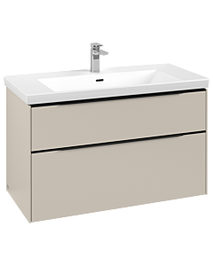 Villeroy und Boch Subway 3. 1930 vanity unit C570L1VN 97.3x57.6x47.8cm, with LED / handle Volcano black, cashmere gray