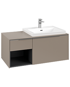 Villeroy und Boch Subway 3.0 Waschtisch-Unterschrank C57100VM 100,1x42,25x51,6cm, ohne LED/Griff Aluminium glänzend, taupe