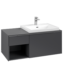 Villeroy und Boch Subway 3.0 Waschtisch-Unterschrank C57100VR 100,1x42,25x51,6cm, ohne LED/Griff Aluminium glänzend, graphite