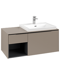 Villeroy und Boch Subway 3.0 Waschtisch-Unterschrank C571L1VM 100,1x42,25x51,6cm, mit LED/Griff Volcano black, taupe