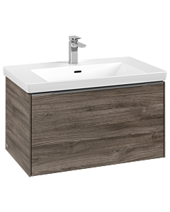 Villeroy und Boch Subway 3.0 Waschtisch-Unterschrank C573L0RK 77,2x42,9x47,8cm, mit LED/Griff Aluminium glänzend, stone oak
