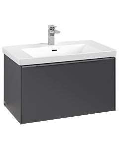 Villeroy und Boch Subway 3.0 Waschtisch-Unterschrank C573L0VR 77,2x42,9x47,8cm, mit LED/Griff Aluminium glänzend, graphite