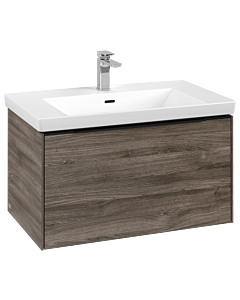 Villeroy und Boch Subway 3.0 Waschtisch-Unterschrank C573L1RK 77,2x42,9x47,8cm, mit LED/Griff Volcano black, stone oak