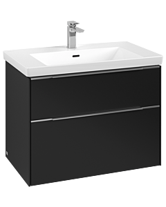 Villeroy und Boch Subway 3.0 Waschtisch-Unterschrank C57400VL 77,2x57,6x47,8cm, ohne LED/Griff Aluminium glänzend, volcano black