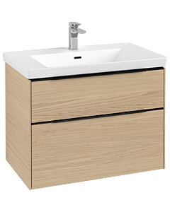 Villeroy und Boch Subway 3.0 Waschtisch-Unterschrank C57401VJ 77,2x57,6x47,8cm, ohne LED/Griff Volcano black, nordic oak