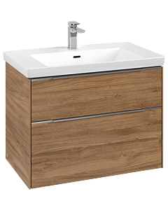 Villeroy und Boch Subway 3.0 Waschtisch-Unterschrank C574L0RH 77,2x57,6x47,8cm, mit LED/Griff Aluminium glänzend, kansas oak