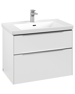 Villeroy und Boch Subway 3.0 Waschtisch-Unterschrank C574L0VF 77,2x57,6x47,8cm, mit LED/Griff Aluminium glänzend, pure white