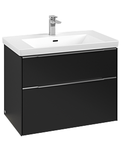 Villeroy und Boch Subway 3.0 Waschtisch-Unterschrank C574L0VL 77,2x57,6x47,8cm, mit LED/Griff Aluminium glänzend, volcano black