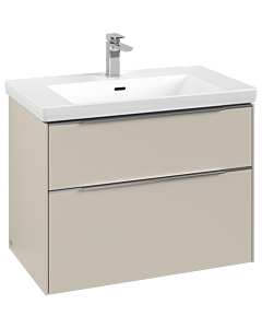 Villeroy und Boch Subway 3. 1930 vanity unit C574L0VN 77.2x57.6x47.8cm, with LED / handle aluminum glossy, cashmere gray