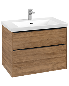Villeroy und Boch Subway 3.0 Waschtisch-Unterschrank C574L1RH 77,2x57,6x47,8cm, mit LED/Griff Volcano black, kansas oak