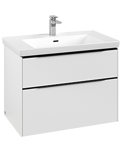 Villeroy und Boch Subway 3.0 Waschtisch-Unterschrank C574L1VF 77,2x57,6x47,8cm, mit LED/Griff Volcano black, pure white