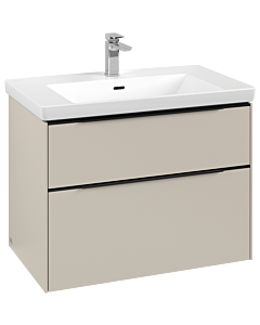 Villeroy und Boch Subway 3. 1930 vanity unit C574L1VN 77.2x57.6x47.8cm, with LED / handle Volcano black, cashmere gray