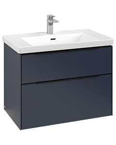 Villeroy und Boch Subway 3. 1930 vanity unit C574L1VQ 77.2x57.6x47.8cm, with LED / handle Volcano black, marine blue
