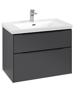 Villeroy und Boch Subway 3.0 Waschtisch-Unterschrank C574L1VR 77,2x57,6x47,8cm, mit LED/Griff Volcano black, graphite