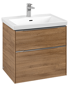 Villeroy und Boch Subway 3.0 Waschtisch-Unterschrank C57600RH 62,2x57,6x47,8cm, ohne LED/Griff Aluminium glänzend, kansas oak