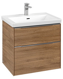 Villeroy und Boch Subway 3. 1930 vanity unit C576L0RH 62.2x57.6x47.8cm, with LED / handle aluminum glossy, kansas oak