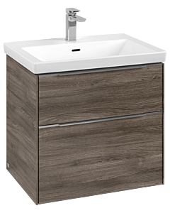 Villeroy und Boch Subway 3.0 Waschtisch-Unterschrank C576L0RK 62,2x57,6x47,8cm, mit LED/Griff Aluminium glänzend, stone oak