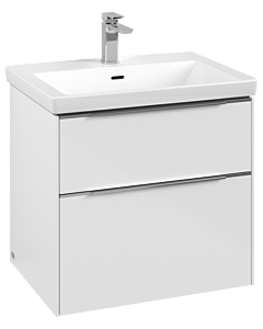 Villeroy und Boch Subway 3.0 Waschtisch-Unterschrank C576L0VE 62,2x57,6x47,8cm, mit LED/Griff Aluminium glänzend, brilliant white