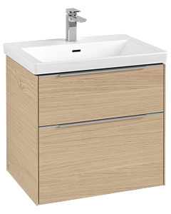 Villeroy und Boch Subway 3.0 Waschtisch-Unterschrank C576L0VJ 62,2x57,6x47,8cm, mit LED/Griff Aluminium glänzend, nordic oak