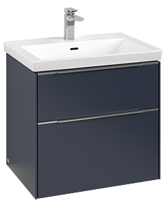 Villeroy und Boch Subway 3.0 Waschtisch-Unterschrank C576L0VQ 62,2x57,6x47,8cm, mit LED/Griff Aluminium glänzend, marine blue