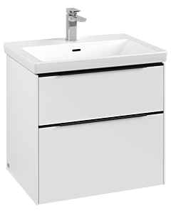 Villeroy und Boch Subway 3. 1930 vanity unit C576L1VE 62.2x57.6x47.8cm, with LED / handle Volcano black, brilliant white
