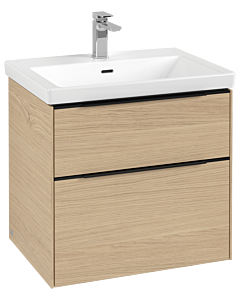 Villeroy und Boch Subway 3.0 Waschtisch-Unterschrank C576L1VJ 62,2x57,6x47,8cm, mit LED/Griff Volcano black, nordic oak