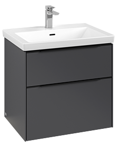 Villeroy und Boch Subway 3.0 Waschtisch-Unterschrank C576L1VR 62,2x57,6x47,8cm, mit LED/Griff Volcano black, graphite