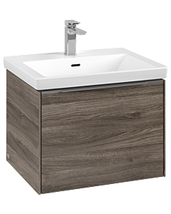 Villeroy und Boch Subway 3.0 Waschtisch-Unterschrank C577L0RK 57,2x42,9x47,8cm, mit LED/Griff Aluminium glänzend, stone oak