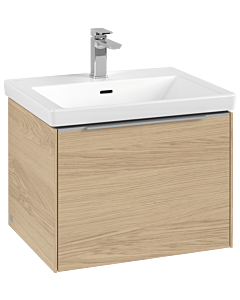 Villeroy und Boch Subway 3.0 Waschtisch-Unterschrank C577L0VJ 57,2x42,9x47,8cm, mit LED/Griff Aluminium glänzend, nordic oak