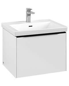 Villeroy und Boch Subway 3. 1930 vanity unit C577L1VE 57.2x42.9x47.8cm, with LED / handle Volcano black, brilliant white