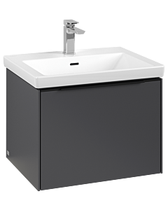 Villeroy und Boch Subway 3.0 Waschtisch-Unterschrank C577L1VR 57,2x42,9x47,8cm, mit LED/Griff Volcano black, graphite