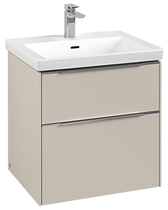 Villeroy und Boch Subway 3.0 Waschtisch-Unterschrank C57800VN 57,2x57,6x47,8cm, ohne LED/Griff Aluminium glänzend, cashmere grey