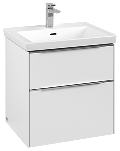Villeroy und Boch Subway 3. 1930 vanity unit C578L0VF 57.2x57.6x47.8cm, with LED / handle aluminum glossy, pure white