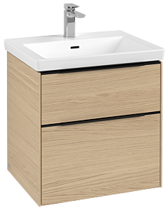 Villeroy und Boch Subway 3.0 Waschtisch-Unterschrank C578L1VJ 57,2x57,6x47,8cm, mit LED/Griff Volcano black, nordic oak