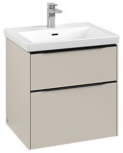 Villeroy und Boch Subway 3.0 Waschtisch-Unterschrank C578L1VN 57,2x57,6x47,8cm, mit LED/Griff Volcano black, cashmere grey