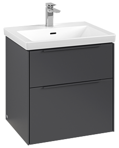 Villeroy und Boch Subway 3.0 Waschtisch-Unterschrank C578L2VR 57,2x57,6x47,8cm, mit LED/Griff monochrom, graphite