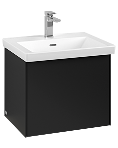 Villeroy und Boch Subway 3.0 Waschtisch-Unterschrank C579L1VL 52,3x42,9x44,75cm, mit LED/Griff Volcano black, volcano black