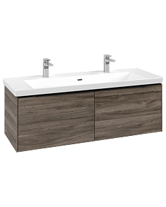 Villeroy und Boch Subway 3. 1930 vanity unit C601L1RK 127.2x42.9x47.8cm, with LED / handle Volcano black, stone oak