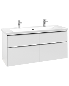 Villeroy und Boch Subway 3.0 Waschtisch-Unterschrank C602L0VF 127,2x57,6x47,8cm, mit LED/Griff Aluminium glänzend, pure white