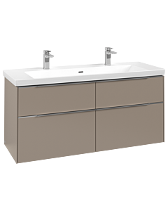 Villeroy und Boch Subway 3.0 Waschtisch-Unterschrank C602L0VM 127,2x57,6x47,8cm, mit LED/Griff Aluminium glänzend, taupe