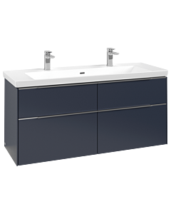 Villeroy und Boch Subway 3.0 Waschtisch-Unterschrank C602L0VQ 127,2x57,6x47,8cm, mit LED/Griff Aluminium glänzend, marine blue