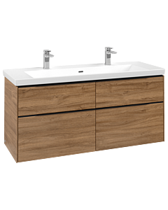 Villeroy und Boch Subway 3.0 Waschtisch-Unterschrank C602L1RH 127,2x57,6x47,8cm, mit LED/Griff Volcano black, kansas oak