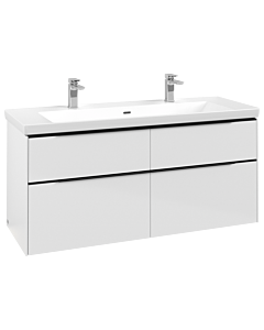 Villeroy und Boch Subway 3. 1930 vanity unit C602L1VE 127.2x57.6x47.8cm, with LED / handle Volcano black, brilliant white