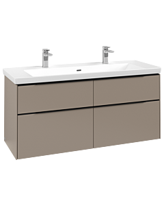 Villeroy und Boch Subway 3.0 Waschtisch-Unterschrank C602L1VM 127,2x57,6x47,8cm, mit LED/Griff Volcano black, taupe