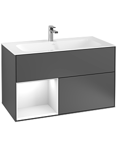 Villeroy und Boch Finion Villeroy und Boch F030GFGK 99,6x59,1x49,8cm, étagère à gauche Laque blanc brillant, Anthracite mat