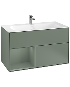 Villeroy und Boch Finion Waschtischunterschrank F030GMGM 99,6x59,1x49,8cm, Regal links Olive Matt Lacquer, Olive Matt Lacquer