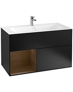 Villeroy und Boch Finion Villeroy und Boch F030GNPD 99,6x59,1x49,8cm, étagère gauche placage noyer, laqué noir mat