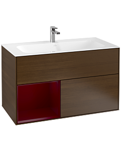 Villeroy und Boch Finion Waschtischunterschrank F030HBGN 99,6x59,1x49,8cm, Regal links Peony, Walnut veneer