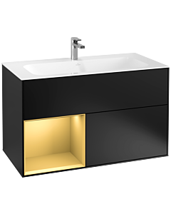 Villeroy und Boch Finion Waschtischunterschrank F030HFPD 99,6x59,1x49,8cm, Regal links Gold matt, Black matt lacquer