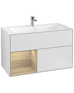 Villeroy und Boch Finion Villeroy und Boch F030PCMT 99,6x59,1x49,8cm, étagère gauche Oak Veneer , laqué blanc mat